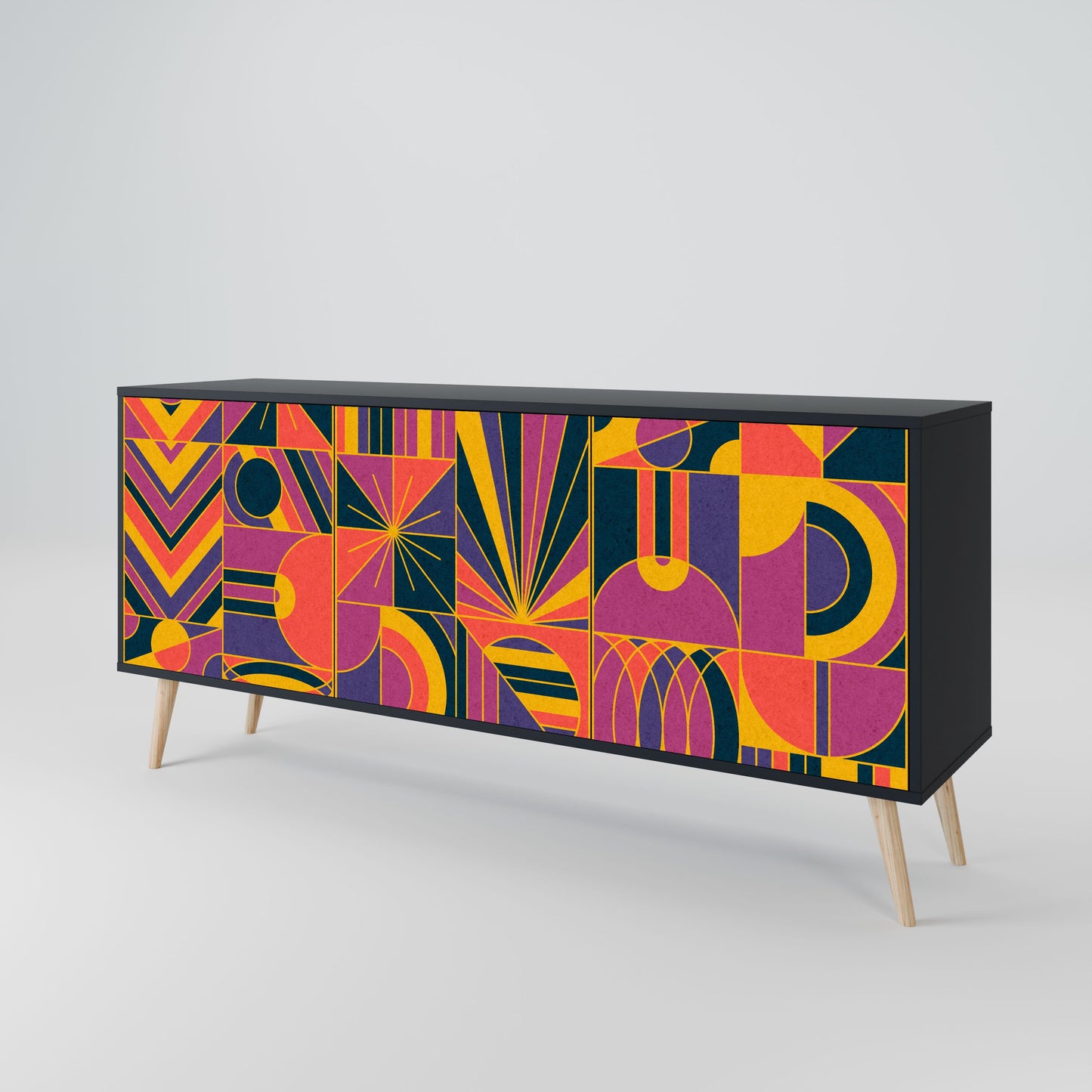 Credenza ELECTRIC PATTERNS a 3 ante in finitura nera