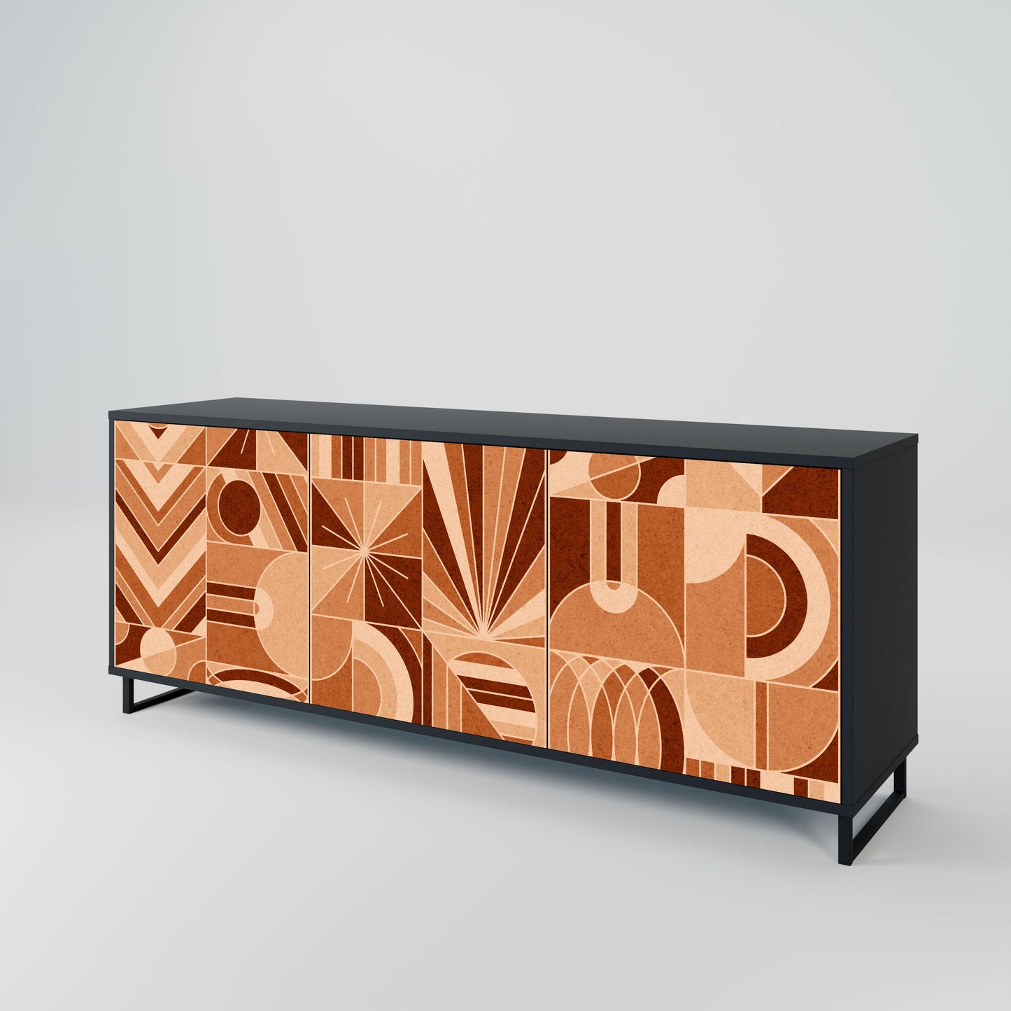 Credenza PRISM MOSAIC a 3 ante in finitura nera