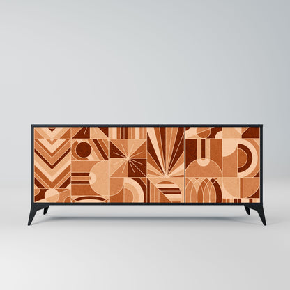 Credenza PRISM MOSAIC a 3 ante in finitura nera