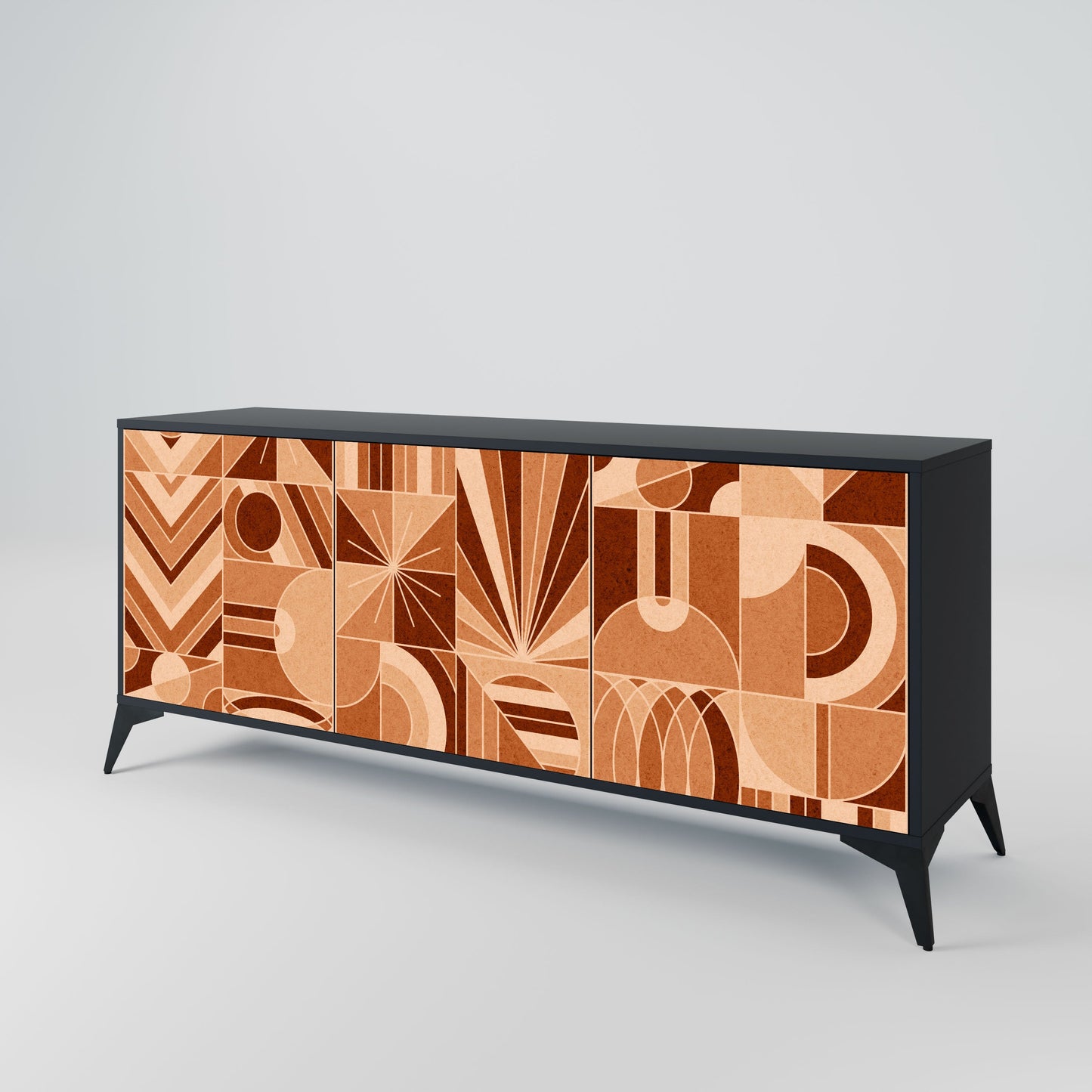 Credenza PRISM MOSAIC a 3 ante in finitura nera