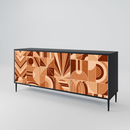 Credenza PRISM MOSAIC a 3 ante in finitura nera