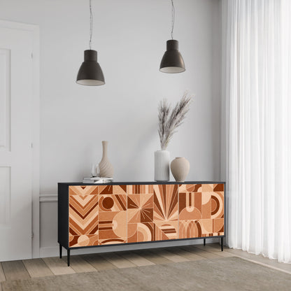 Credenza PRISM MOSAIC a 3 ante in finitura nera