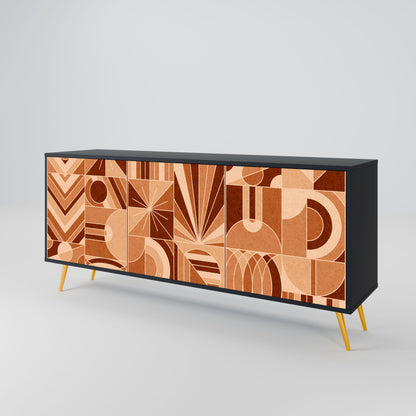 Credenza PRISM MOSAIC a 3 ante in finitura nera