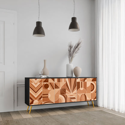 Credenza PRISM MOSAIC a 3 ante in finitura nera