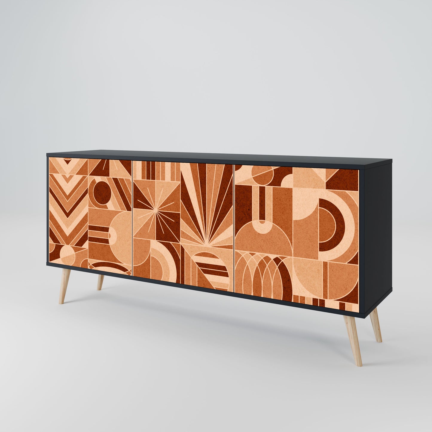 Credenza PRISM MOSAIC a 3 ante in finitura nera