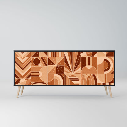 Credenza PRISM MOSAIC a 3 ante in finitura nera