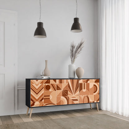 Credenza PRISM MOSAIC a 3 ante in finitura nera