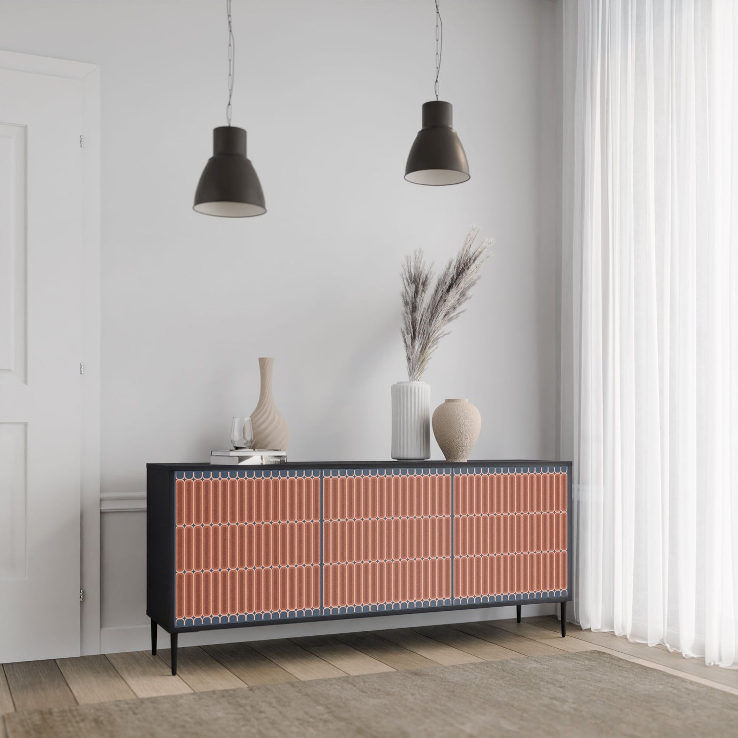 Credenza a 3 ante HYPNOTIC GATE in finitura nera