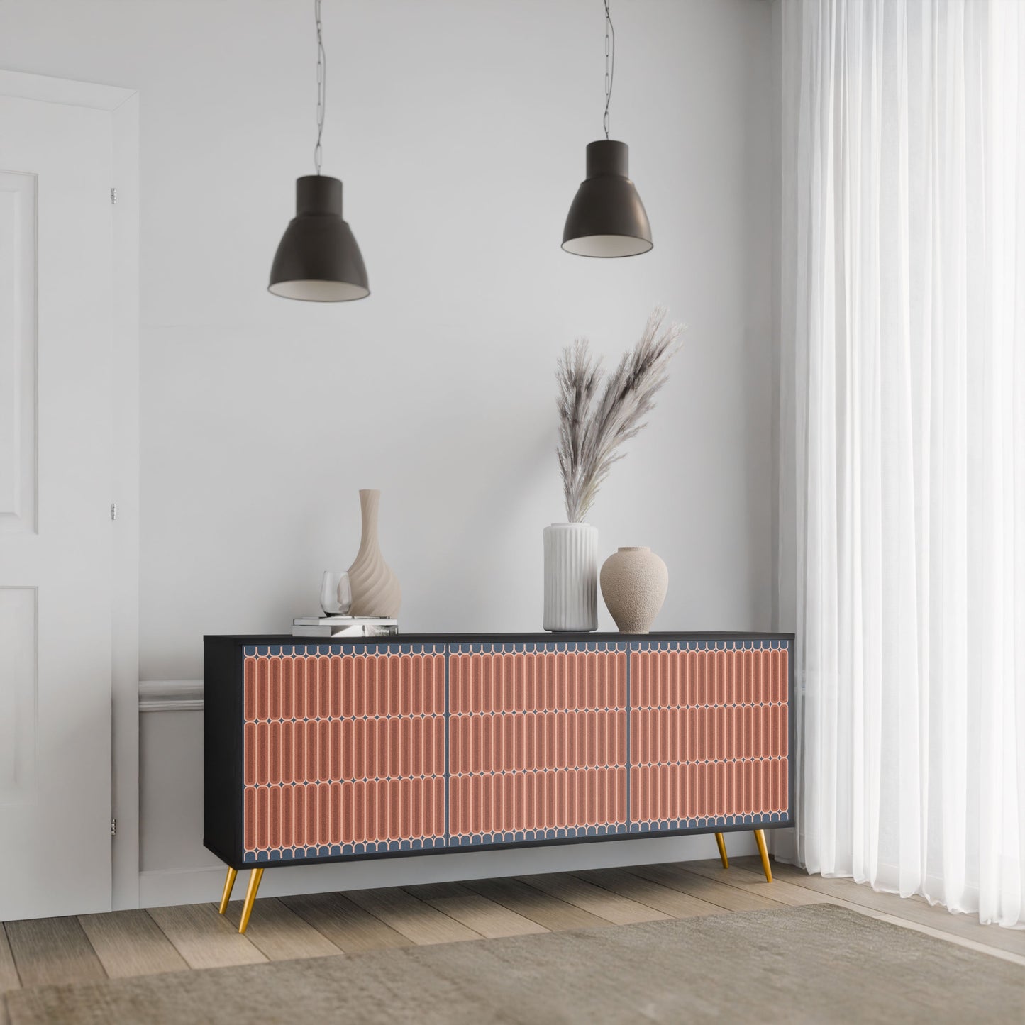 Credenza a 3 ante HYPNOTIC GATE in finitura nera