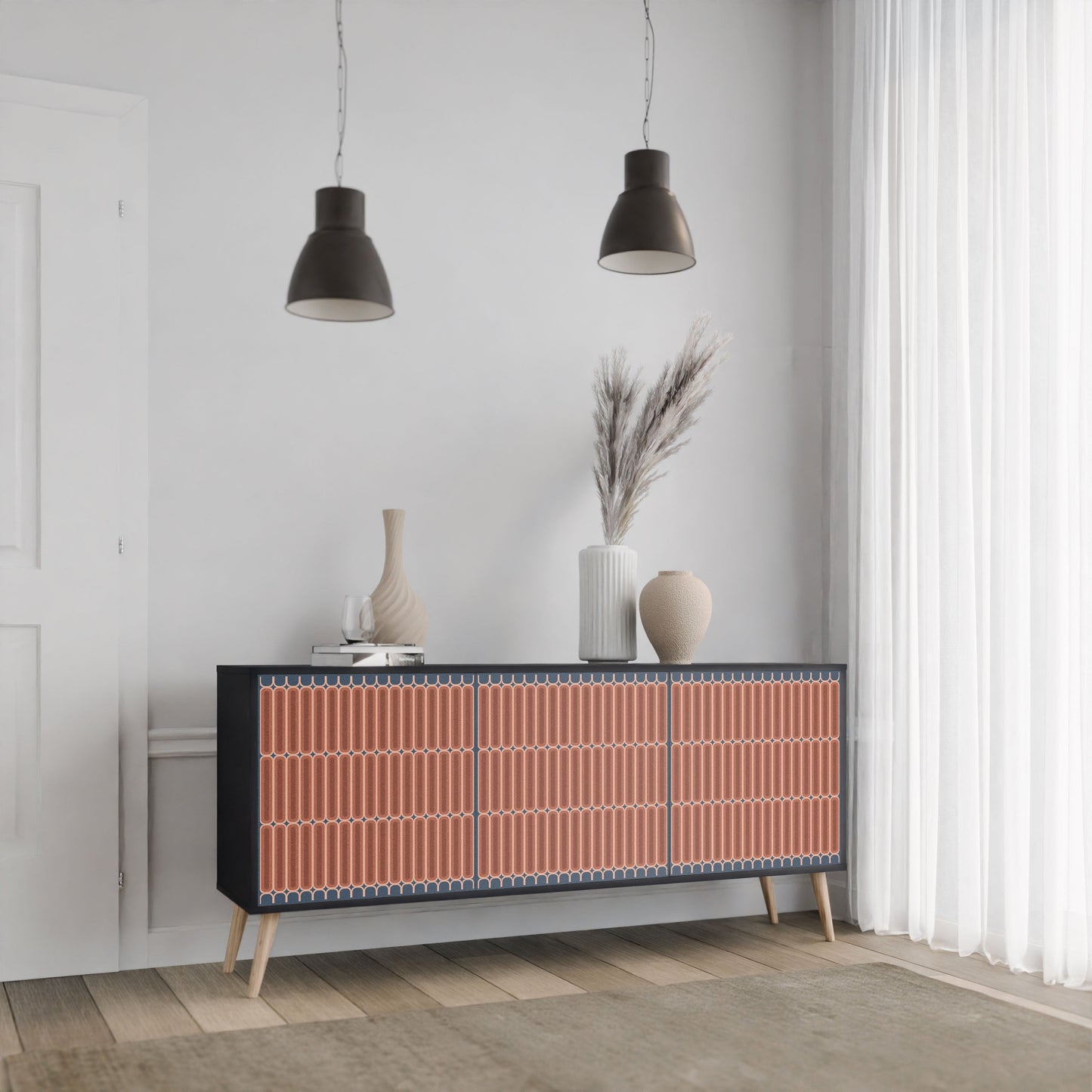 Credenza a 3 ante HYPNOTIC GATE in finitura nera