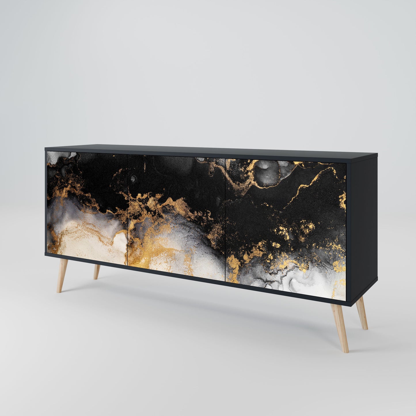 Credenza a 3 ante MARBLE OF TOMMORROW in finitura nera