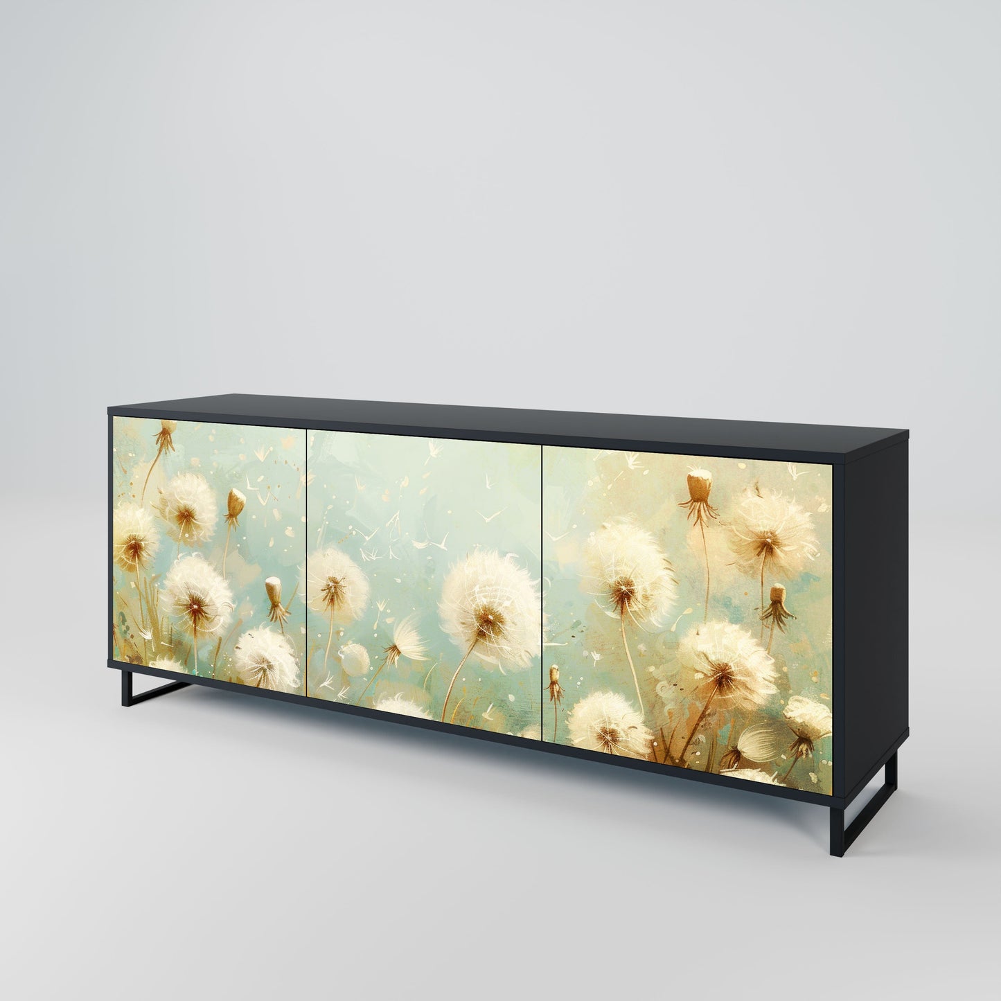 Credenza DREAMY MEADOW a 3 ante in finitura nera