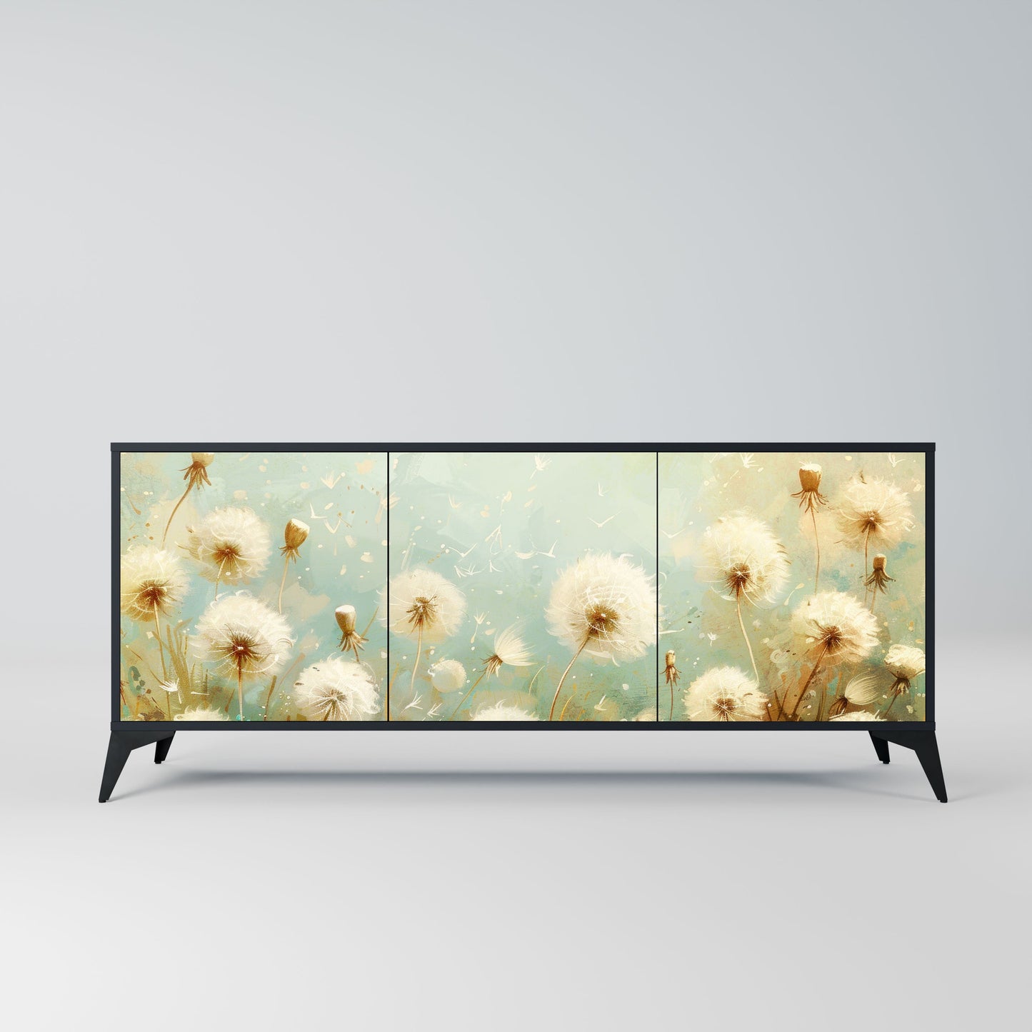 Credenza DREAMY MEADOW a 3 ante in finitura nera