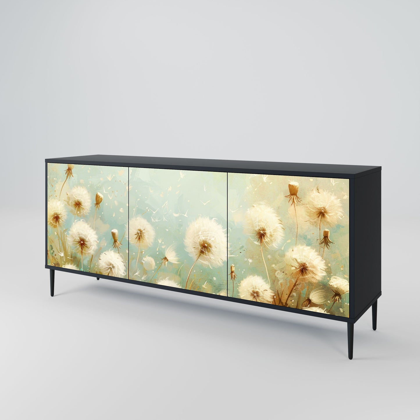 Credenza DREAMY MEADOW a 3 ante in finitura nera