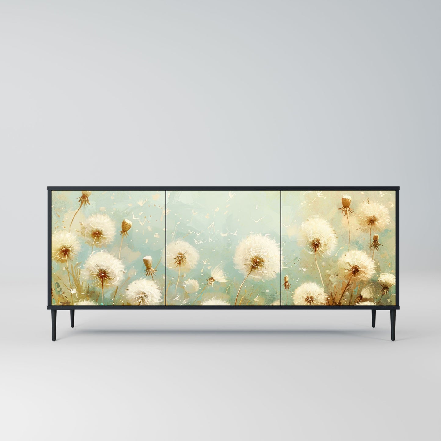 Credenza DREAMY MEADOW a 3 ante in finitura nera