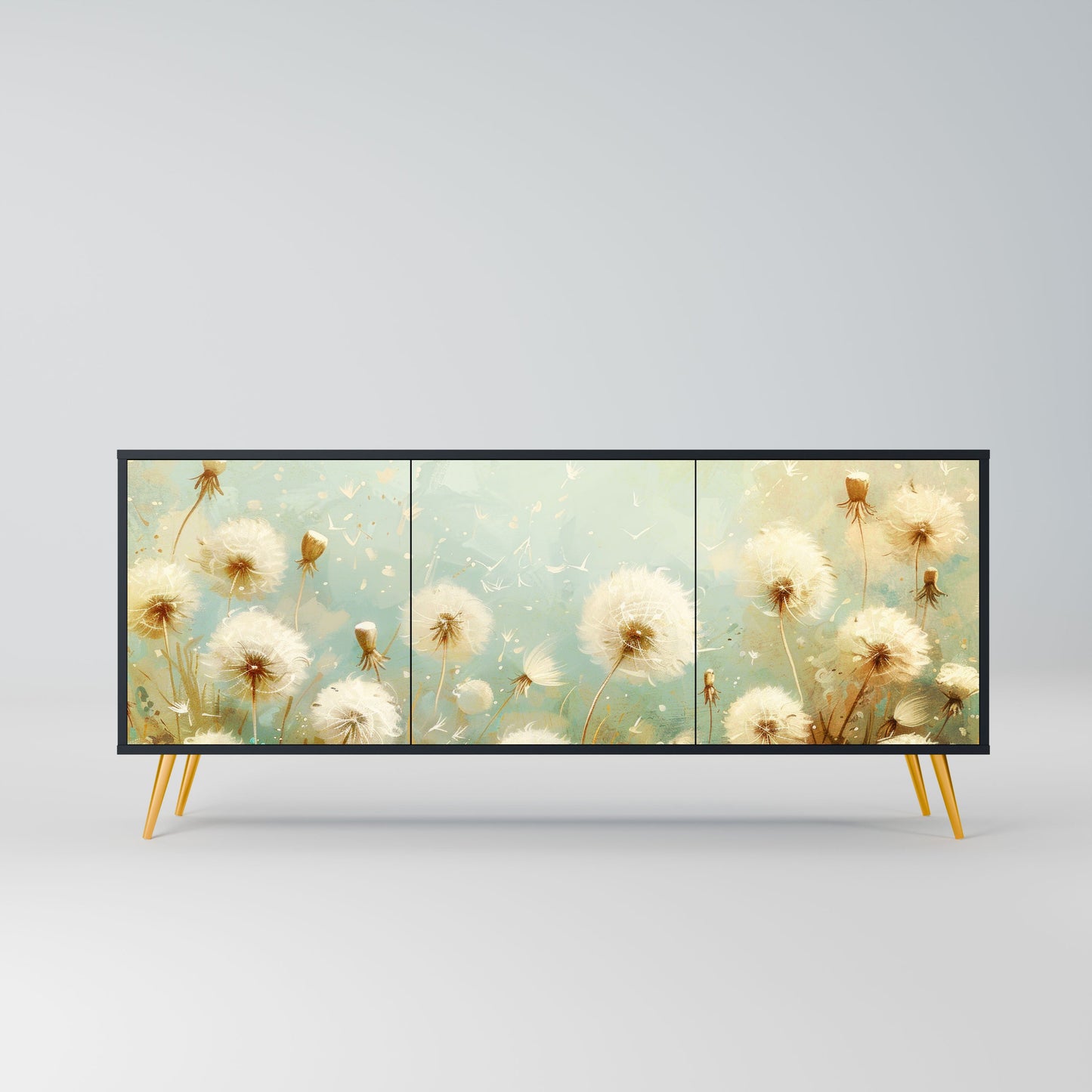 Credenza DREAMY MEADOW a 3 ante in finitura nera