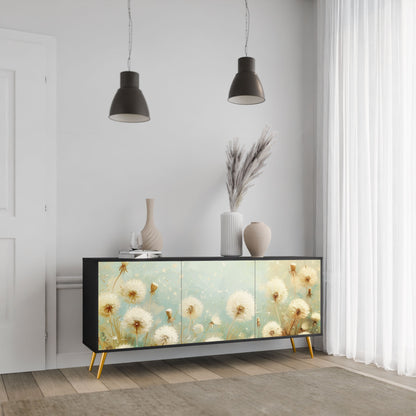 Credenza DREAMY MEADOW a 3 ante in finitura nera