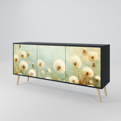 Credenza DREAMY MEADOW a 3 ante in finitura nera