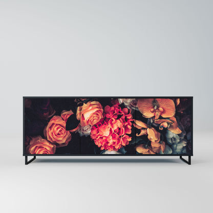 NEVERENDING BLOOM 3-Door Sideboard in Black Finish