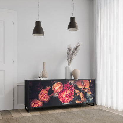 NEVERENDING BLOOM 3-Door Sideboard in Black Finish