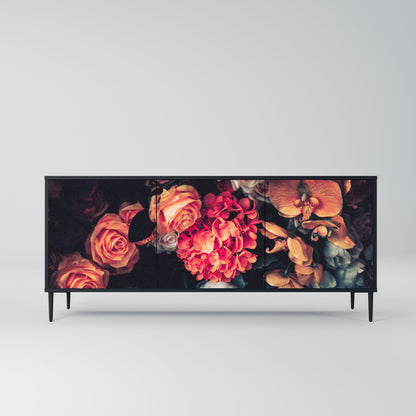 NEVERENDING BLOOM 3-Door Sideboard in Black Finish