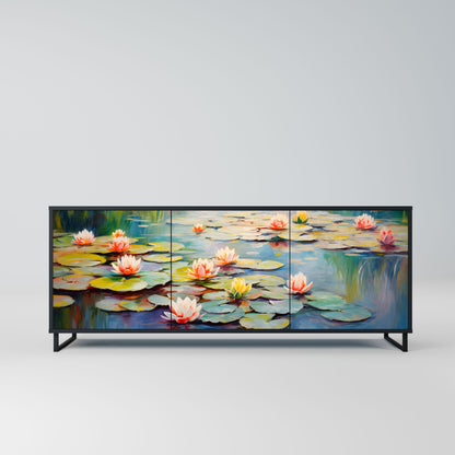 Credenza BLOOMING WATERS a 3 ante in finitura nera