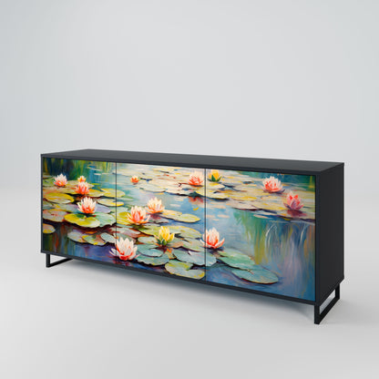 Credenza BLOOMING WATERS a 3 ante in finitura nera