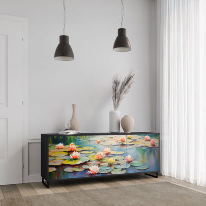 Credenza BLOOMING WATERS a 3 ante in finitura nera