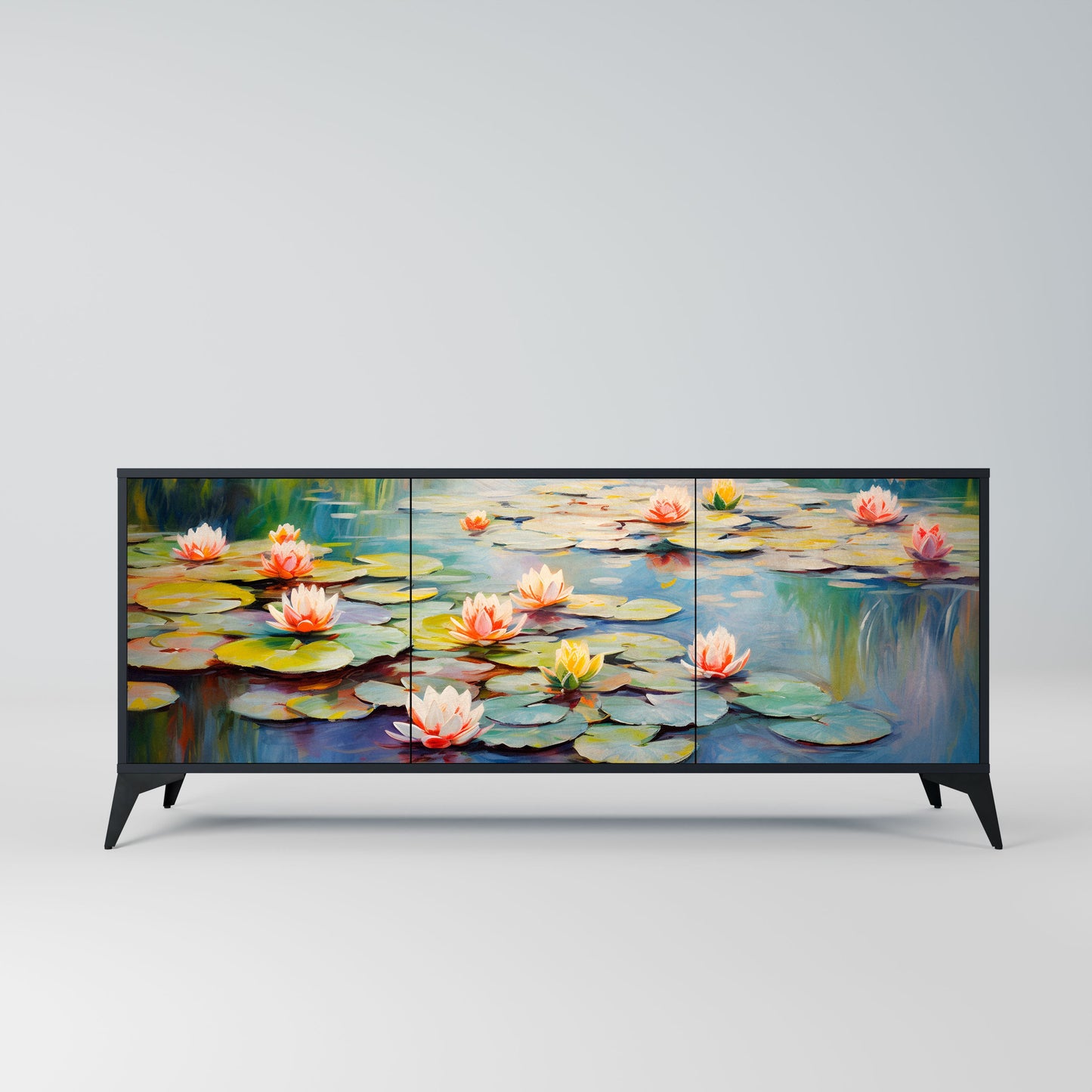 Credenza BLOOMING WATERS a 3 ante in finitura nera