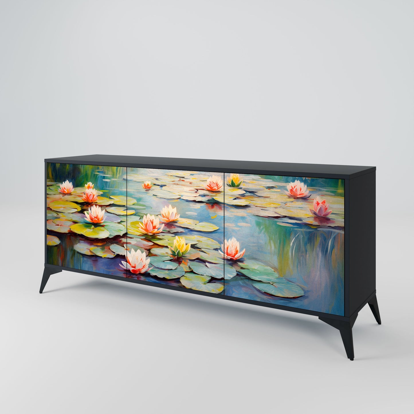 Credenza BLOOMING WATERS a 3 ante in finitura nera