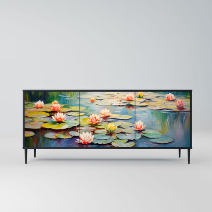 Credenza BLOOMING WATERS a 3 ante in finitura nera