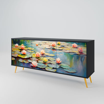 Credenza BLOOMING WATERS a 3 ante in finitura nera