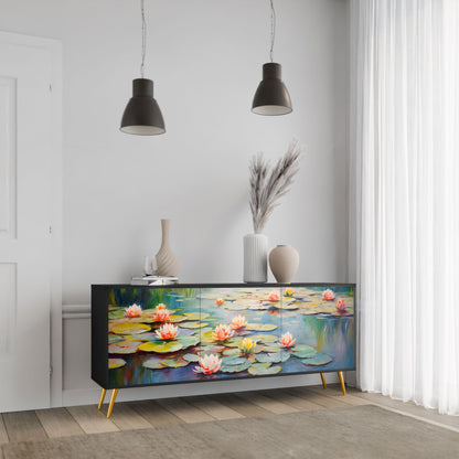 Credenza BLOOMING WATERS a 3 ante in finitura nera