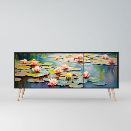 Credenza BLOOMING WATERS a 3 ante in finitura nera