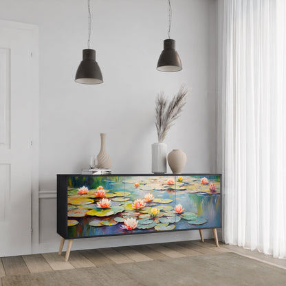 Credenza BLOOMING WATERS a 3 ante in finitura nera