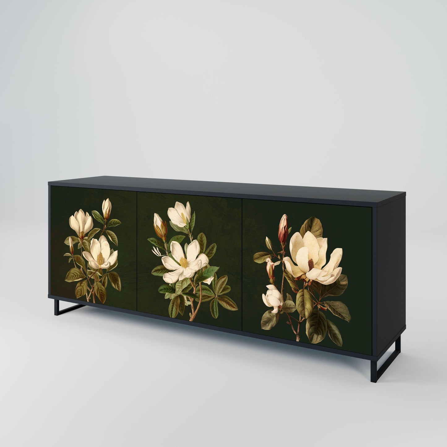 Credenza FLORAL NOIR a 3 ante in finitura nera