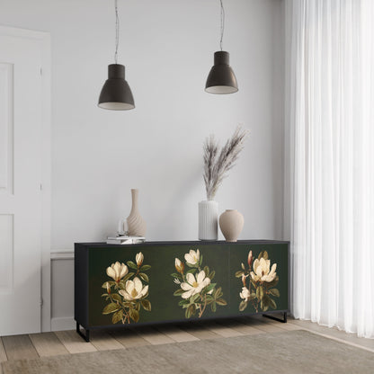 Credenza FLORAL NOIR a 3 ante in finitura nera