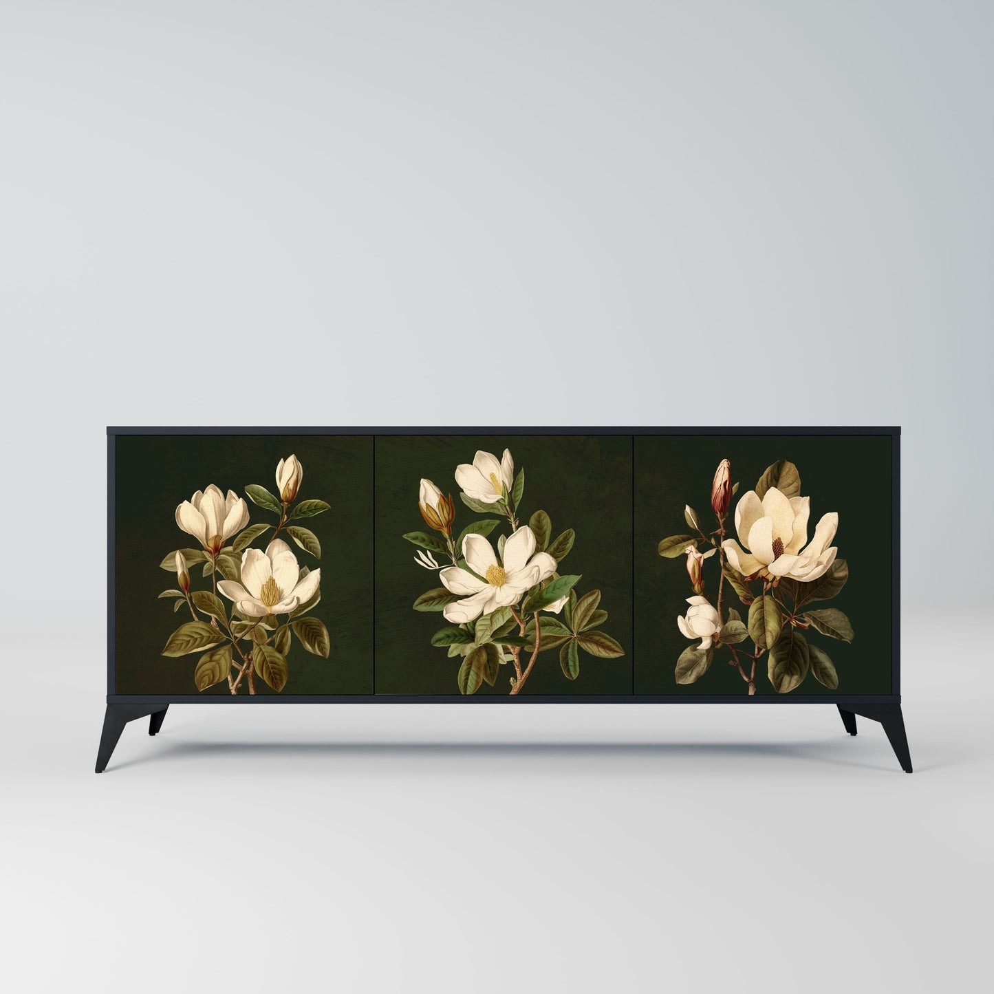 Credenza FLORAL NOIR a 3 ante in finitura nera