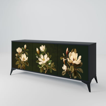 Credenza FLORAL NOIR a 3 ante in finitura nera