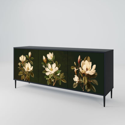 Credenza FLORAL NOIR a 3 ante in finitura nera