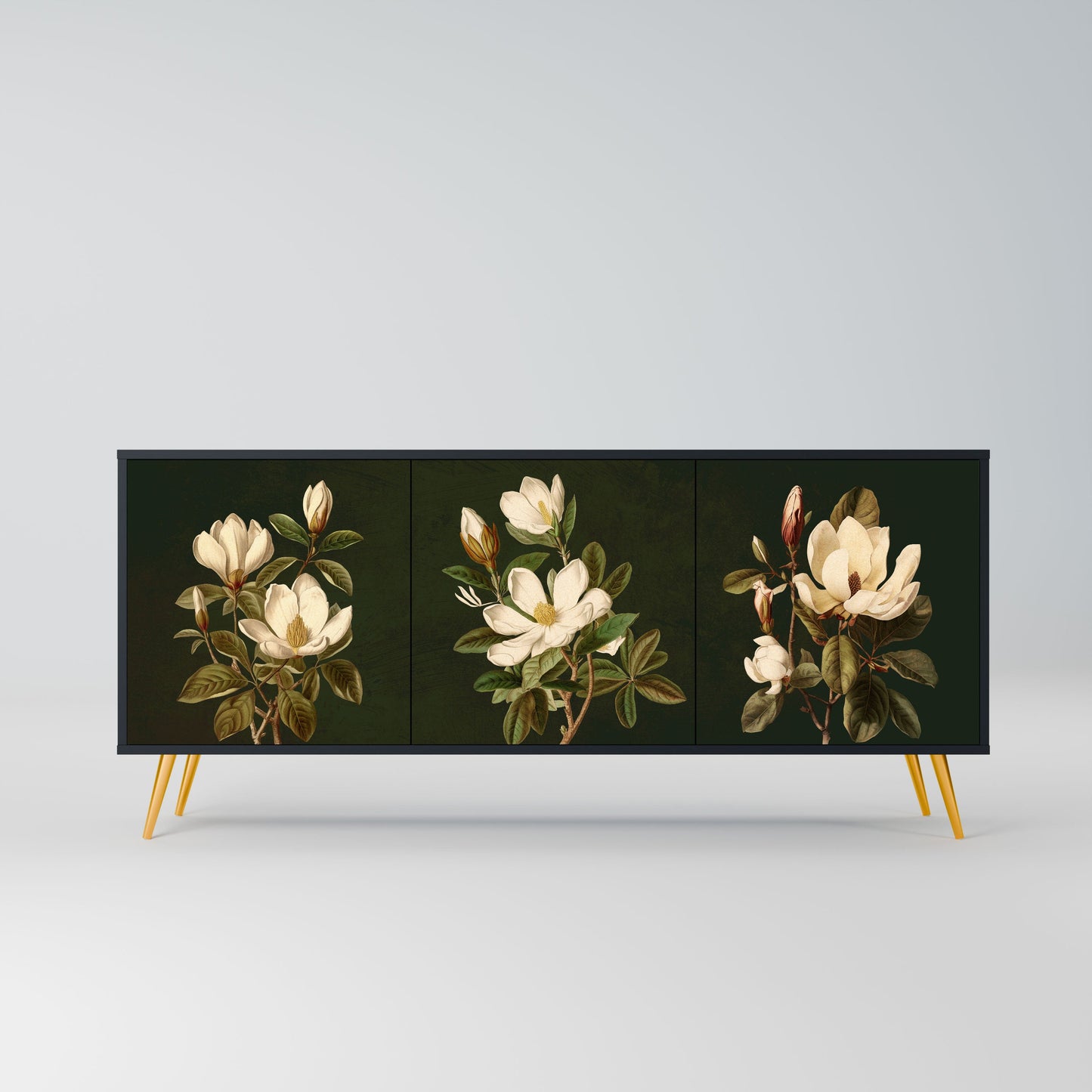 Credenza FLORAL NOIR a 3 ante in finitura nera