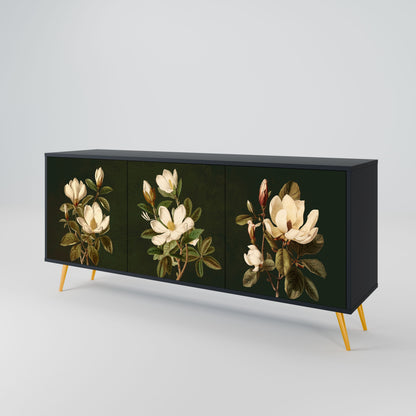 Credenza FLORAL NOIR a 3 ante in finitura nera