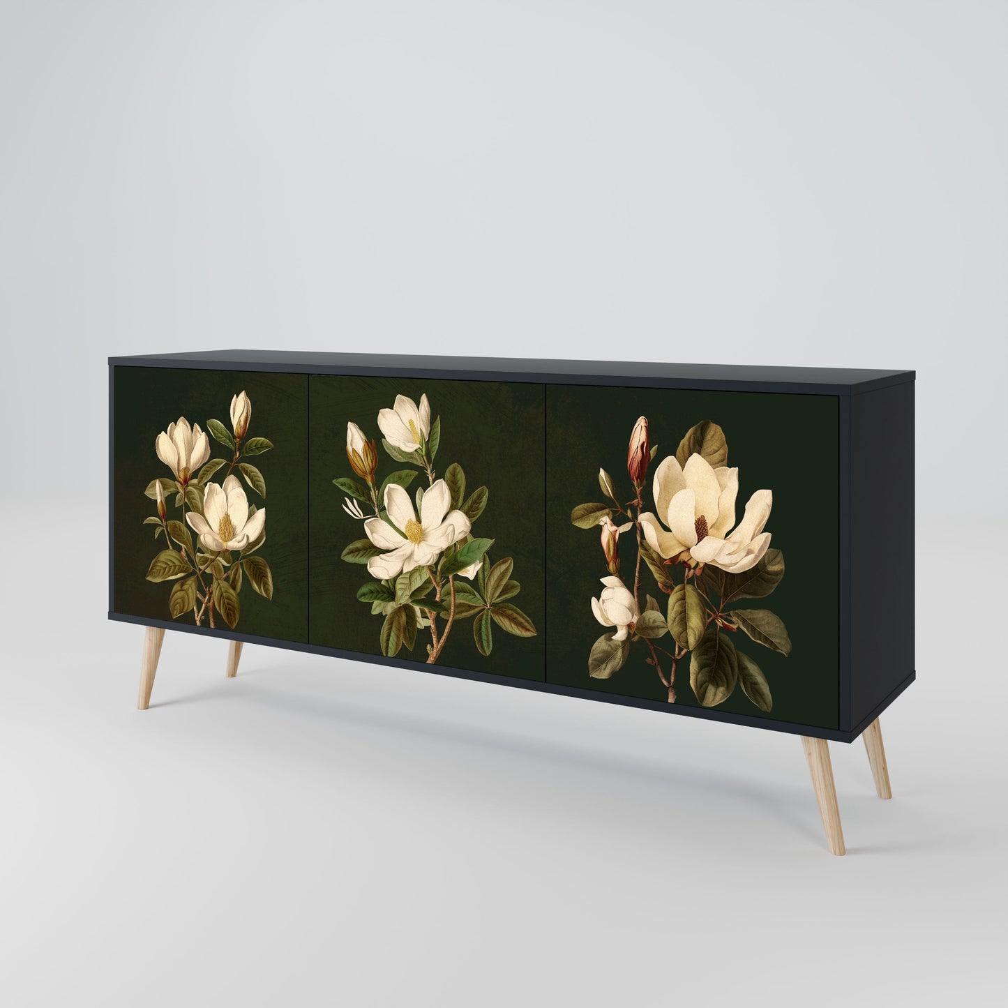 Credenza FLORAL NOIR a 3 ante in finitura nera