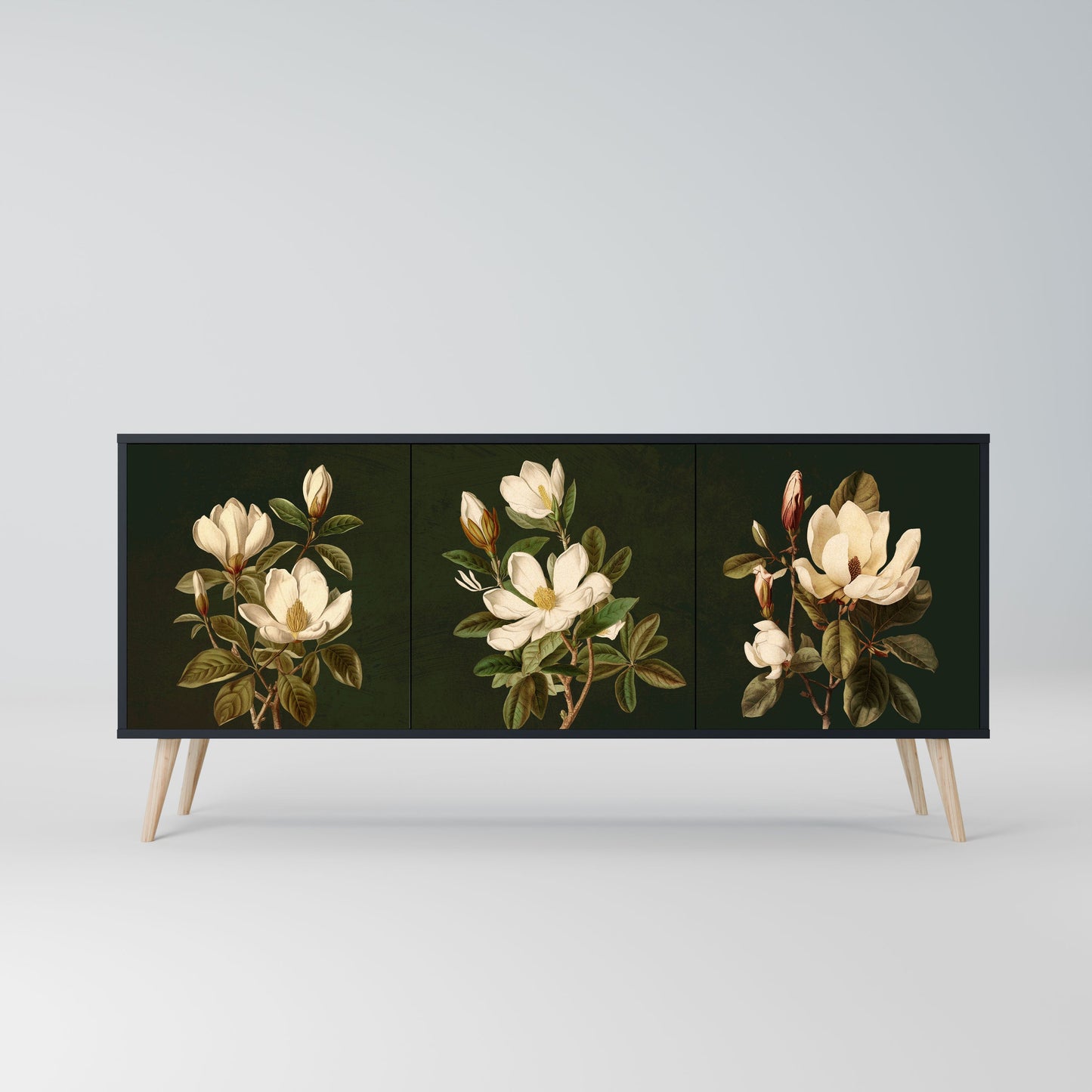 Credenza FLORAL NOIR a 3 ante in finitura nera