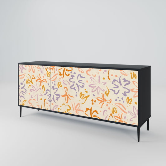 Credenza SPRING WHIMSY a 3 ante con finitura nera