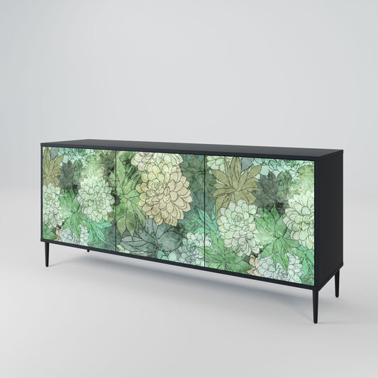 Credenza a 3 ante SUCCULENT CLUSTER in finitura nera