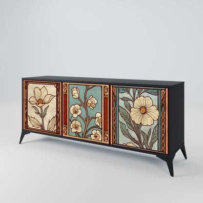 TIMELESS FLORA 3-Door Sideboard in Black Finish