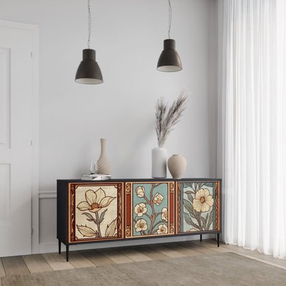 TIMELESS FLORA 3-Door Sideboard in Black Finish