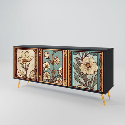 TIMELESS FLORA 3-Door Sideboard in Black Finish