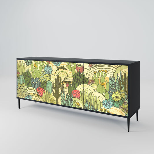 Credenza SUCCULENTS KALEIDOSCOPE a 3 ante in finitura nera